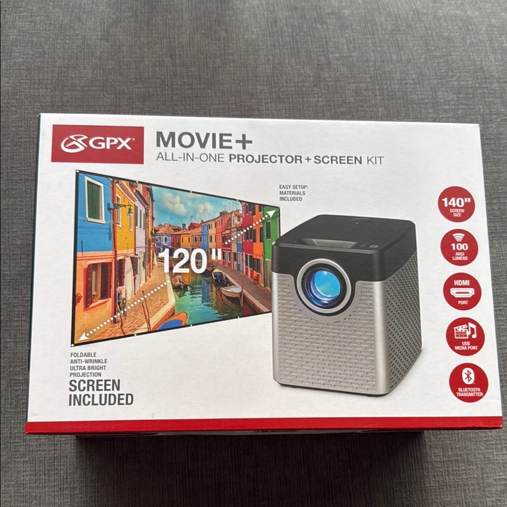 GPX Movie+ All-in-One Projector and Screen Kit